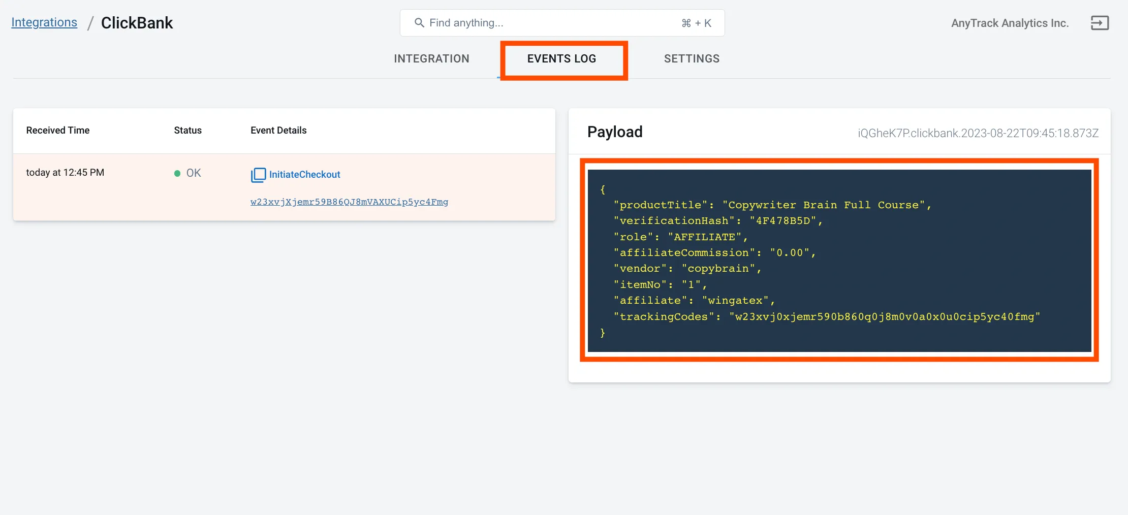 AnyTrack documentation screenshot