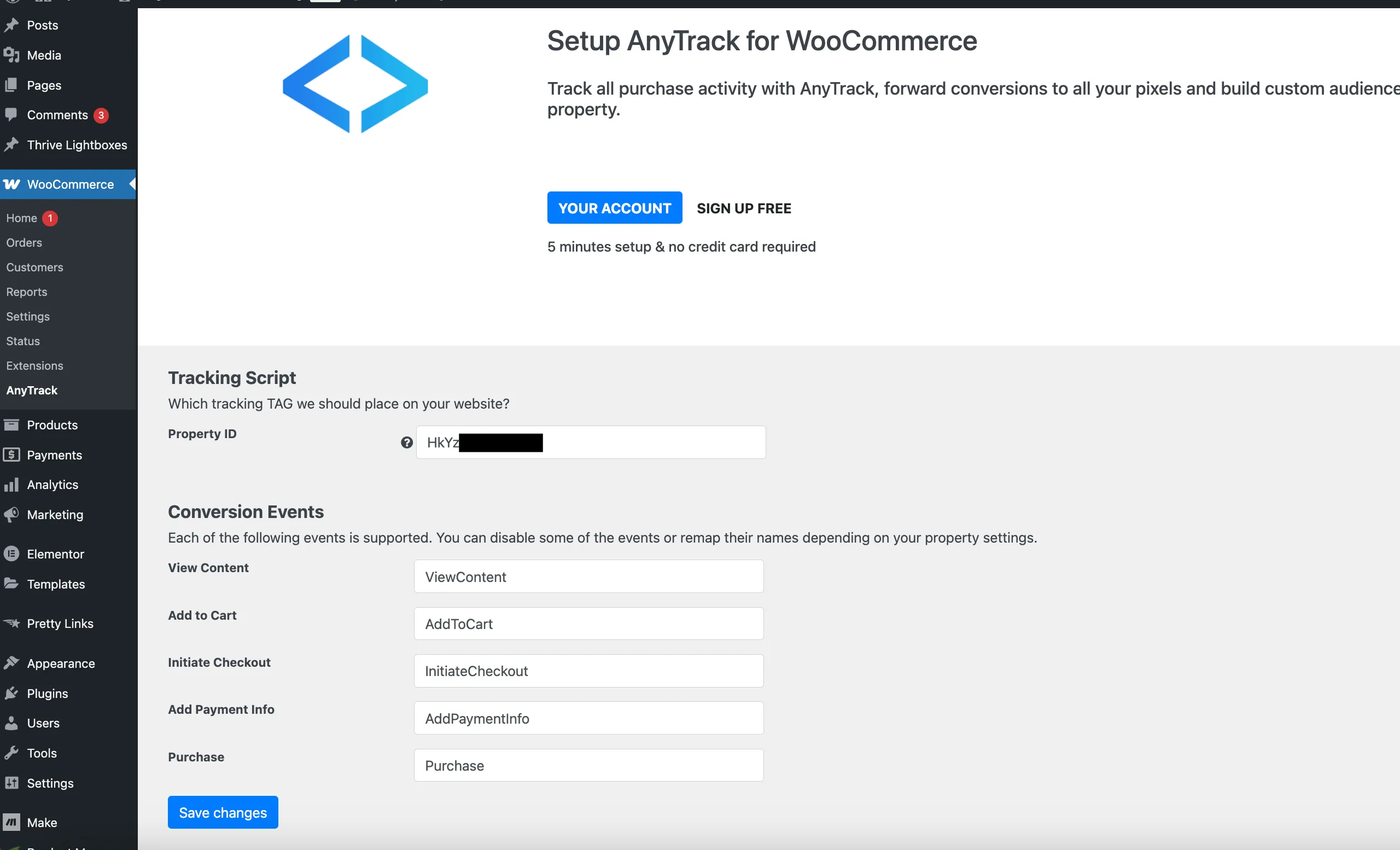 Plugin Setup Screenshot