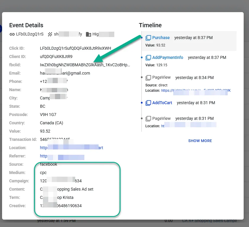 AnyTrack will include the `fbclid` in the attribution