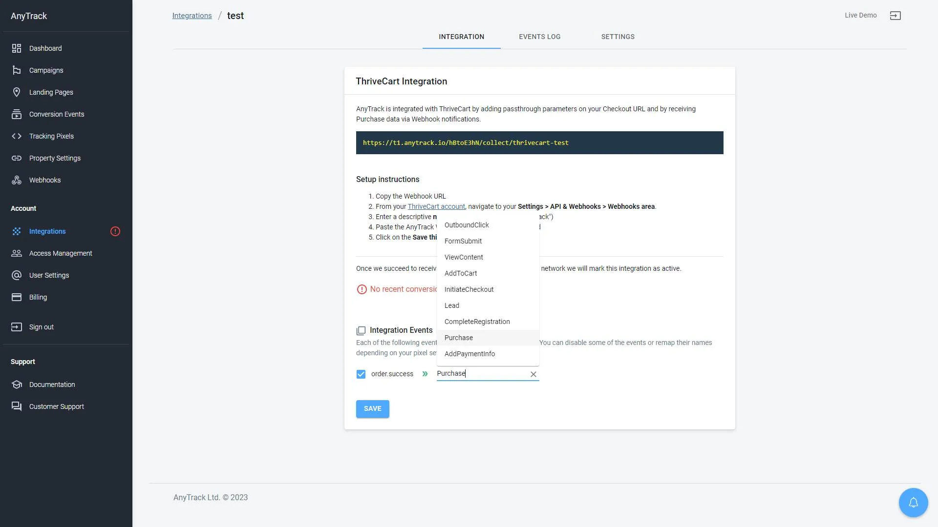 AnyTrack documentation screenshot