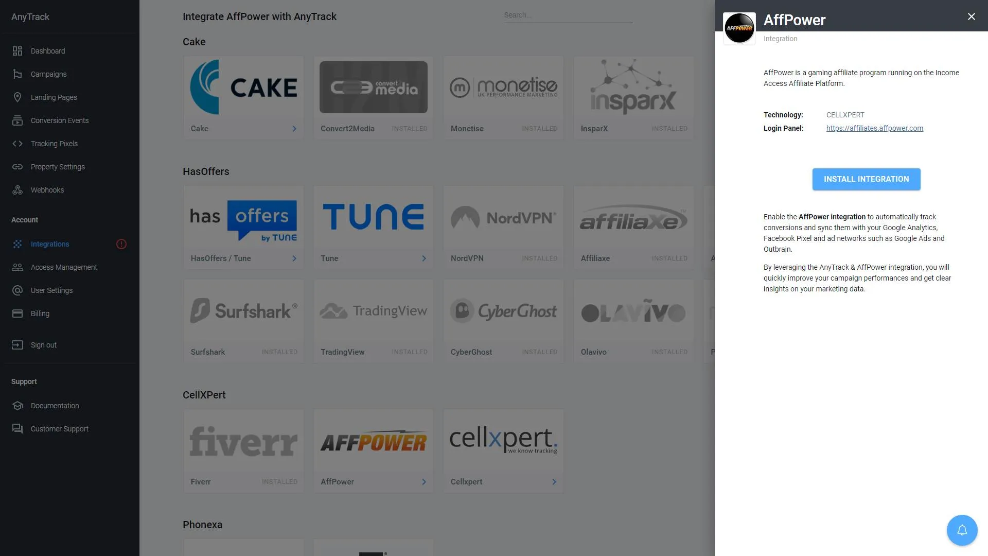 AnyTrack documentation screenshot
