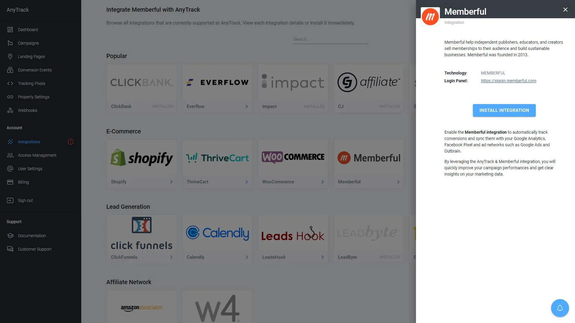AnyTrack documentation screenshot