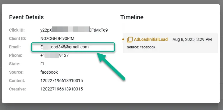 Use the Facebook lead email as the refId in future conversions to link them to the same customer journey.